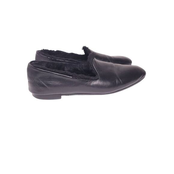 AQUATALIA Rayla Leather Faux Fur Lined Loafer In Black - Picture 6 of 8